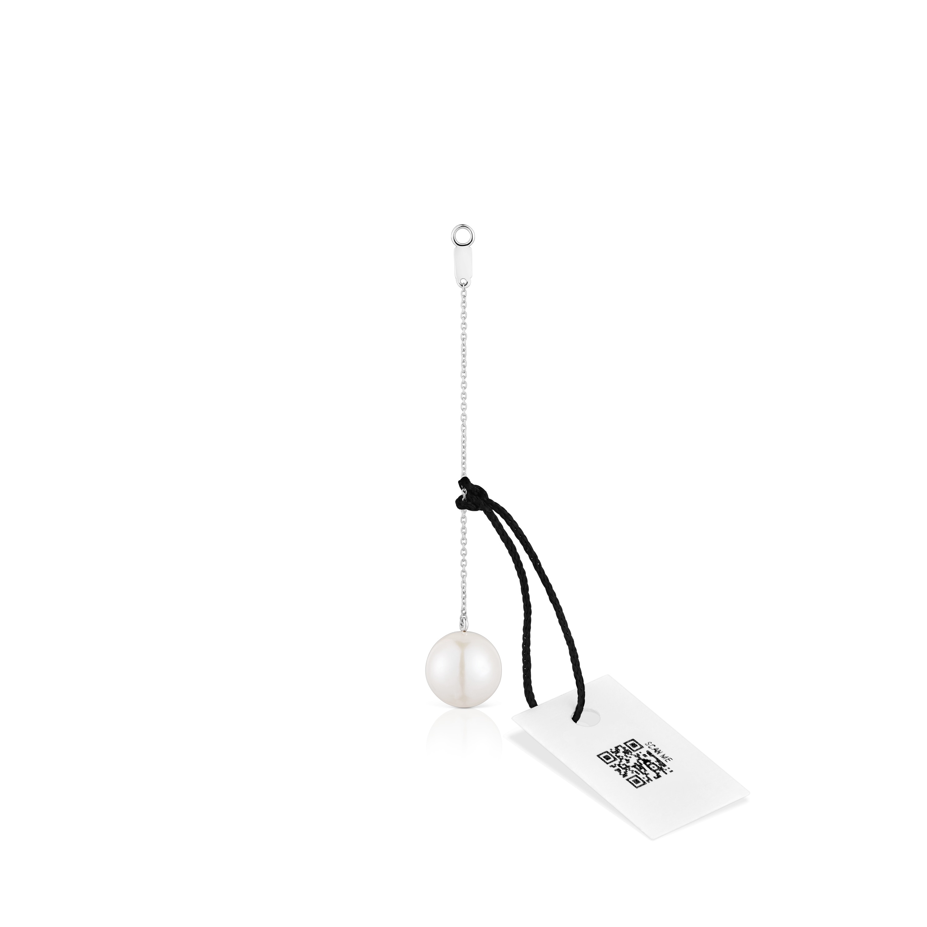 Long 18K white- gold Single earring with cultured pearl TOUS Grain