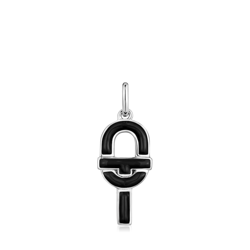 Colgante mediano de plata y esmalte negro TOUS MANIFESTO image number 0