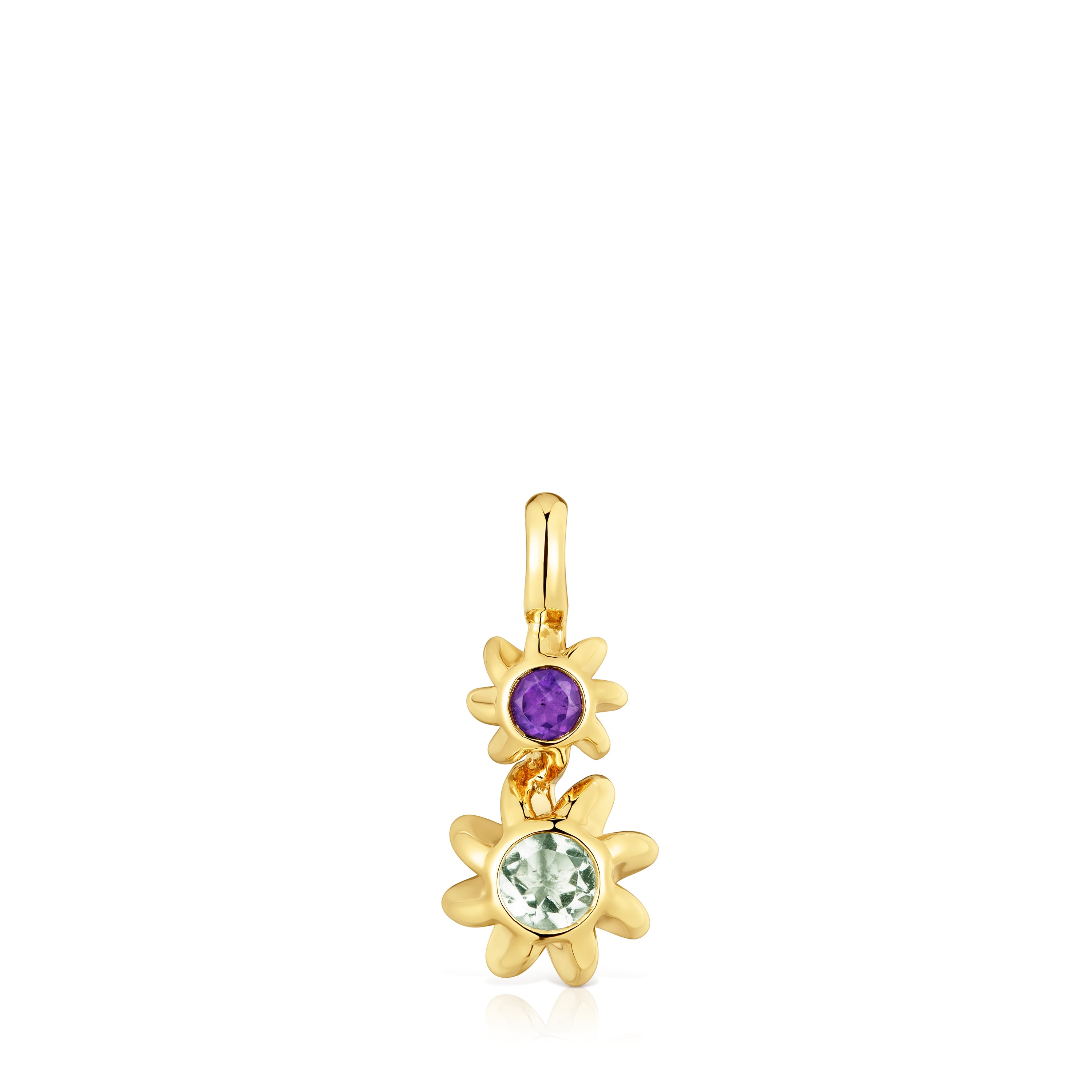 Pendant with 18kt gold plating over silver, amethyst and prasiolite Galia