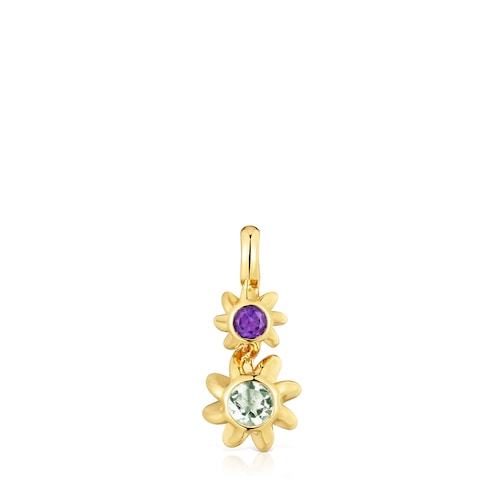 Pendant with 18kt gold plating over silver, amethyst and prasiolite Galia