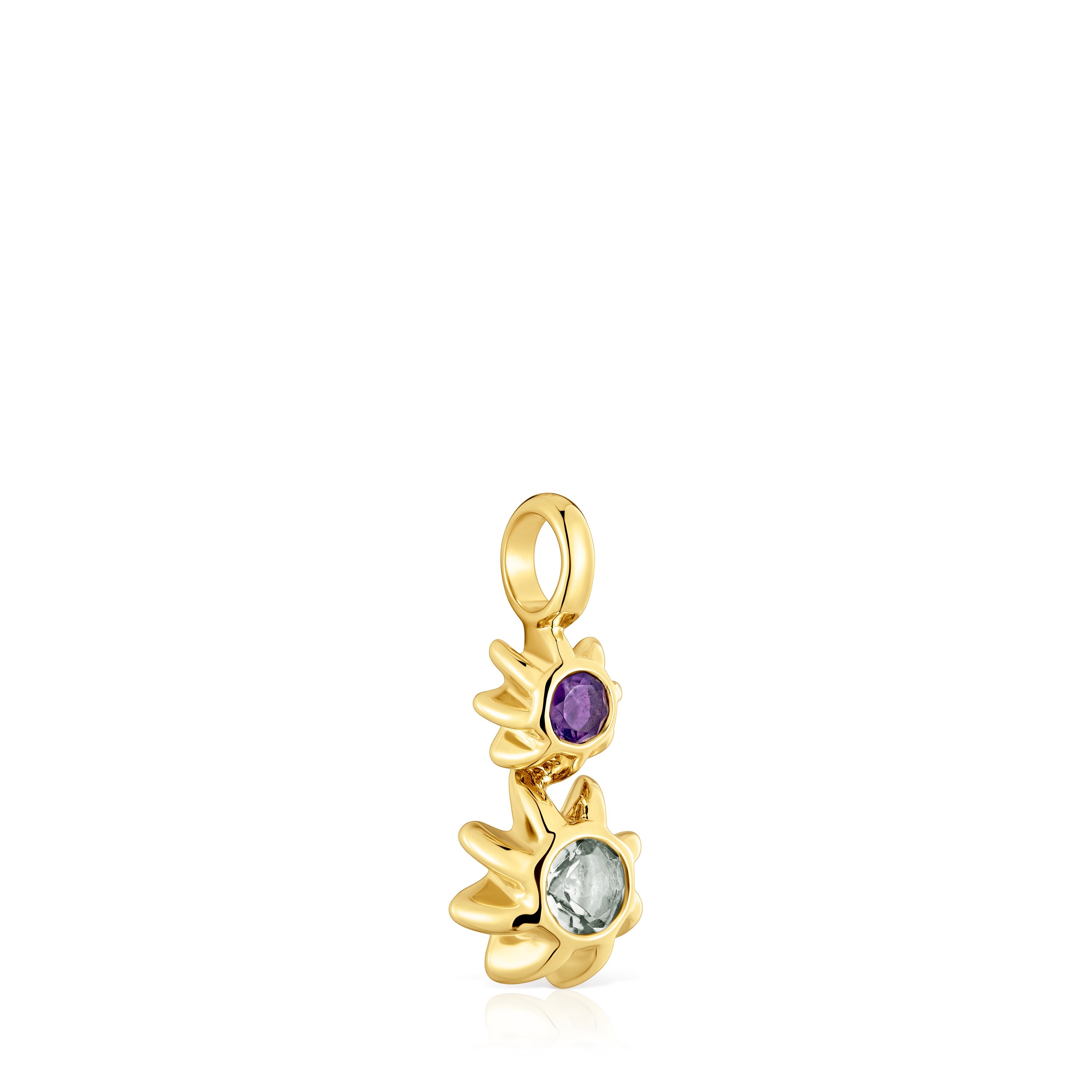 Pendant with 18kt gold plating over silver, amethyst and prasiolite Galia