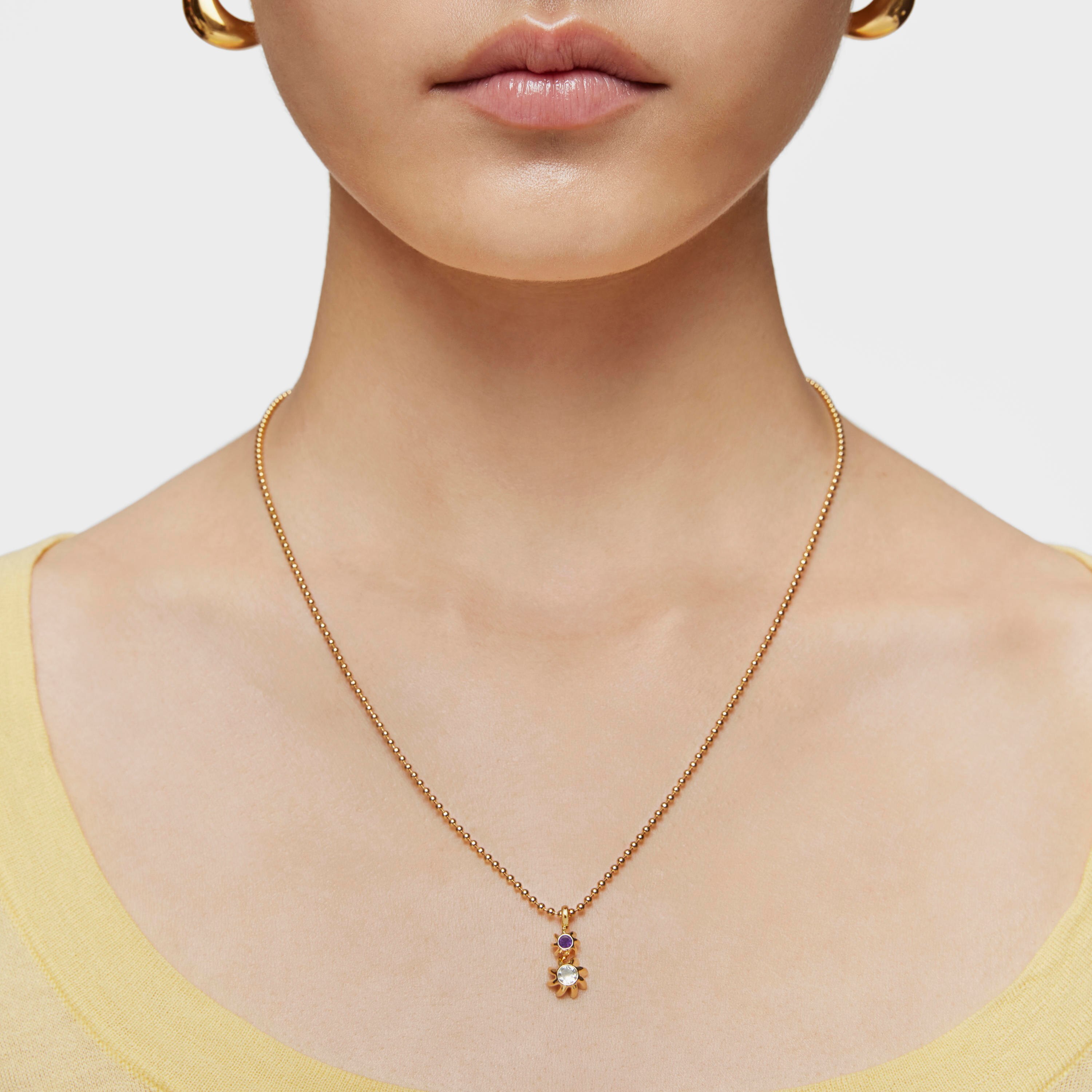 Pendant with 18kt gold plating over silver, amethyst and prasiolite Galia