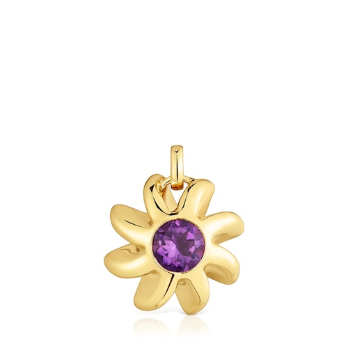 Pendant with 18kt gold plating over silver and amethyst Galia