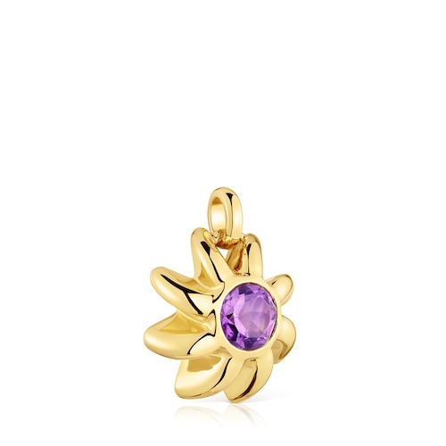 Pendant with 18kt gold plating over silver and amethyst Galia