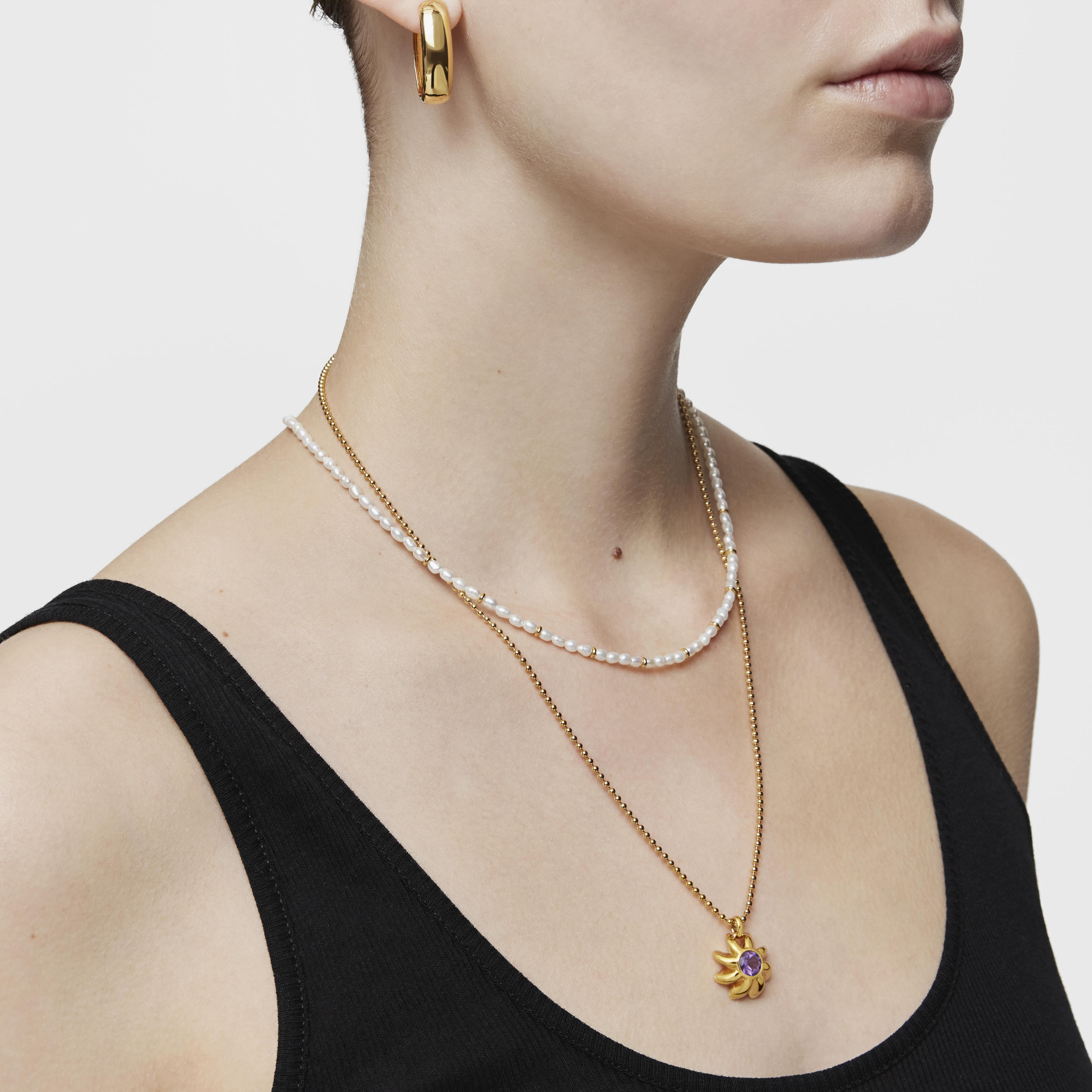 Pendant with 18K gold vermeil and amethyst Galia