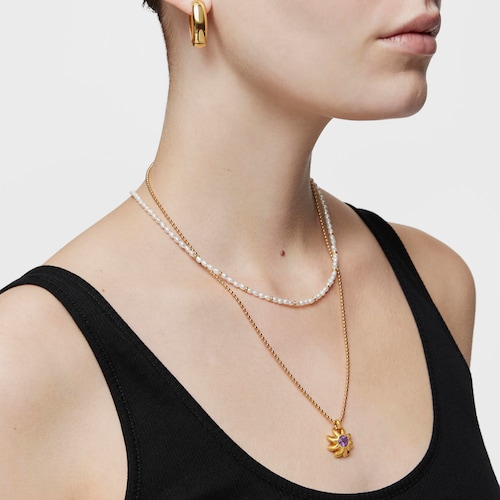 Pendant with 18kt gold plating over silver and amethyst Galia