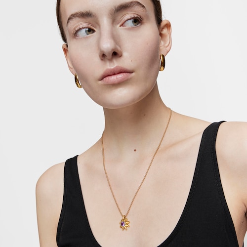 Pendant with 18kt gold plating over silver and amethyst Galia