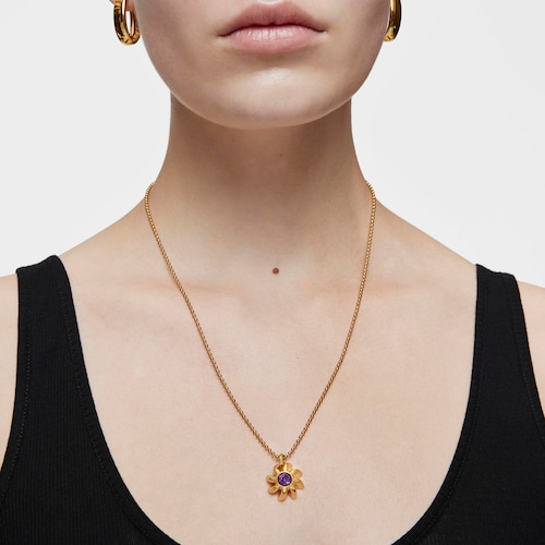 Pendant with 18kt gold plating over silver and amethyst Galia