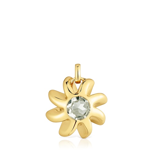 Pendant with 18kt gold plating over silver and prasiolite Galia