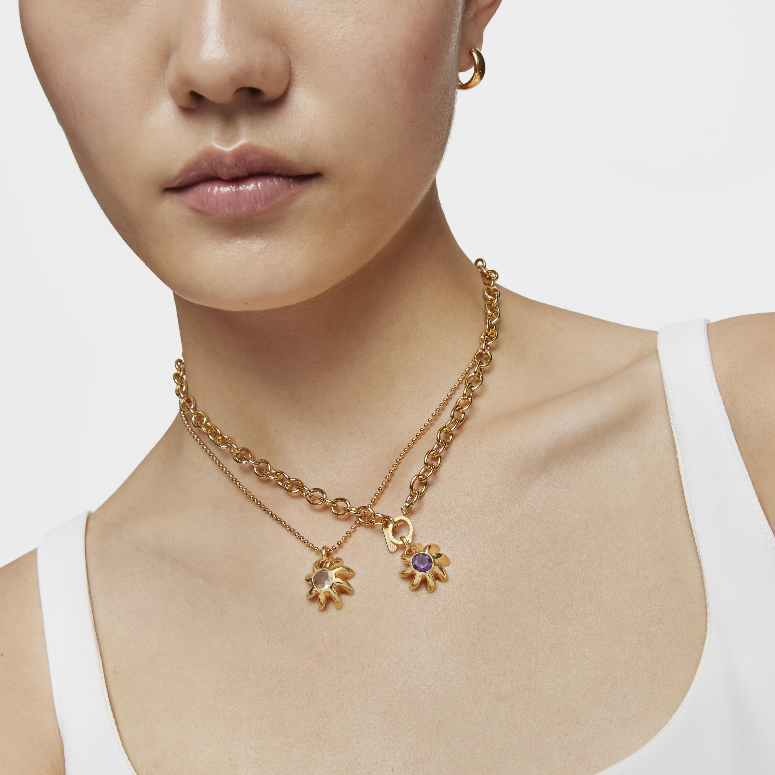 Pendant with 18K gold vermeil and prasiolite Galia