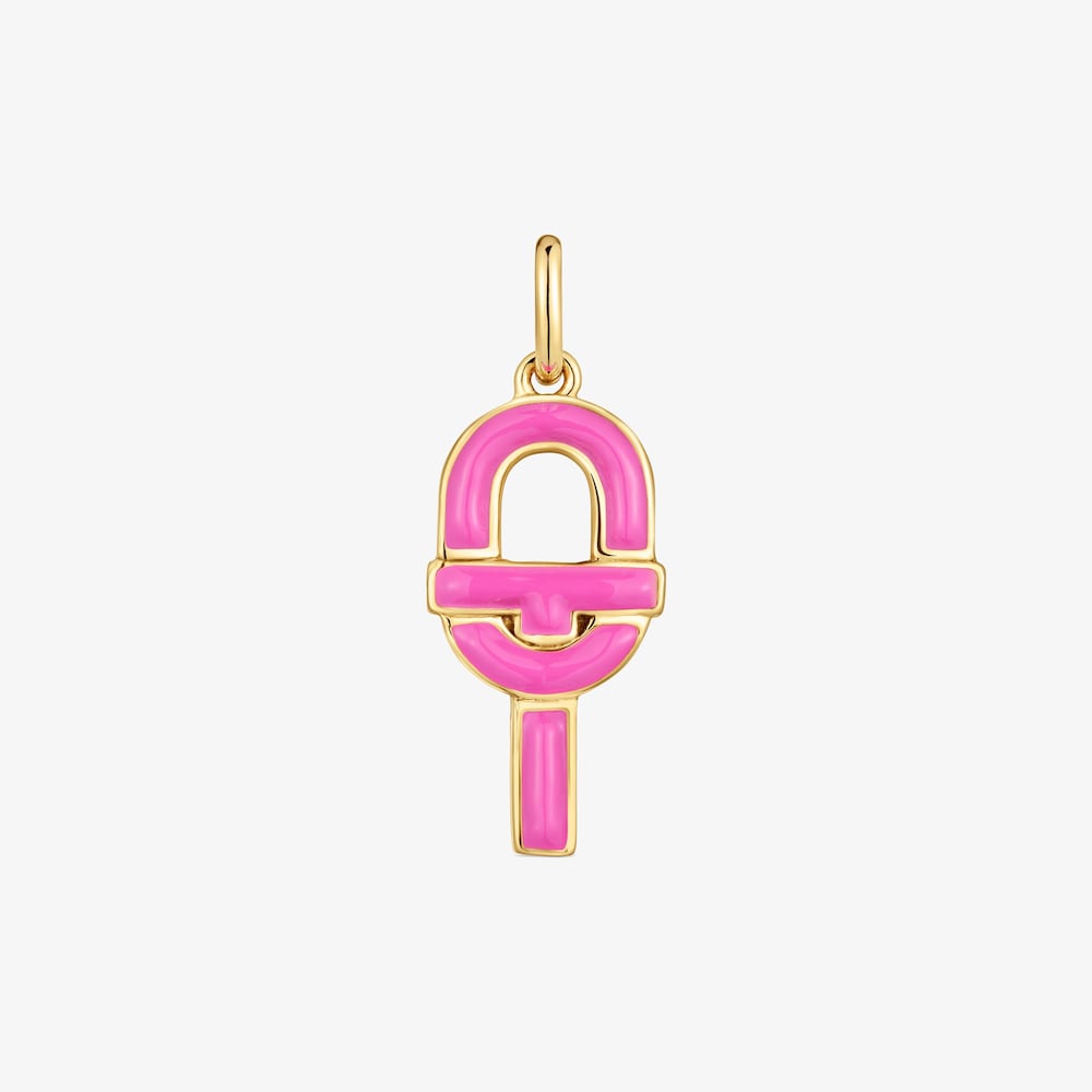 Colgante mediano con ba&ntilde;o de oro 18 kt sobre plata y esmalte fucsia TOUS MANIFESTO
