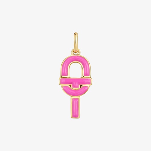 Colgante mediano con ba&ntilde;o de oro 18 kt sobre plata y esmalte fucsia TOUS MANIFESTO