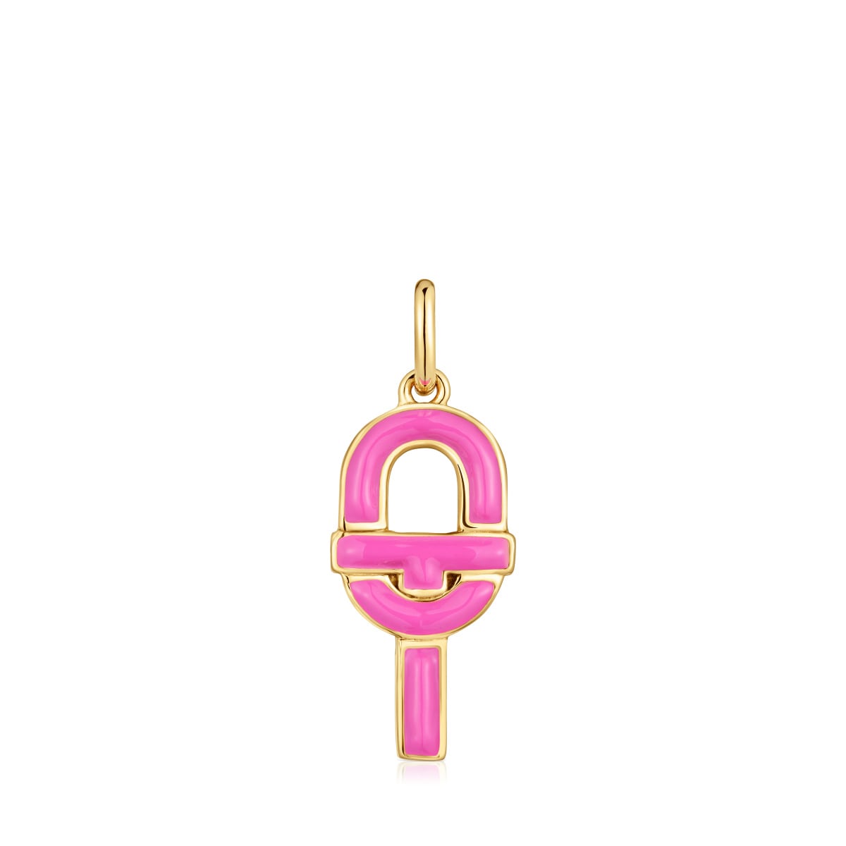 Colgante mediano con baño de oro 18 kt sobre plata y esmalte fucsia TOUS MANIFESTO