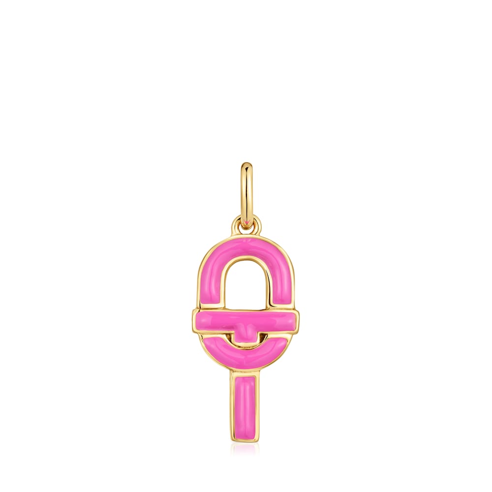 Colgante mediano con baño de oro 18 kt sobre plata y esmalte fucsia TOUS MANIFESTO image number 0