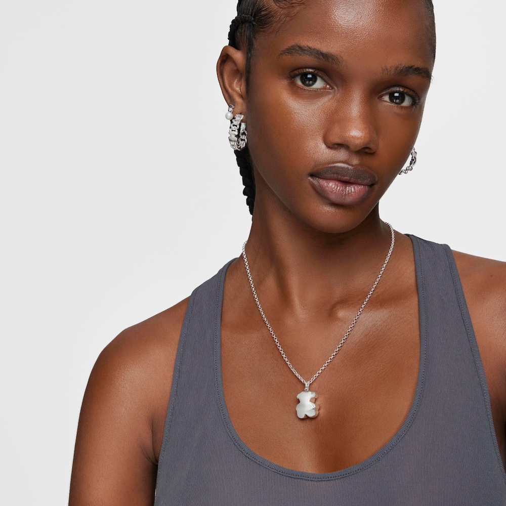 Colgante mediano de plata oso Bold Motif