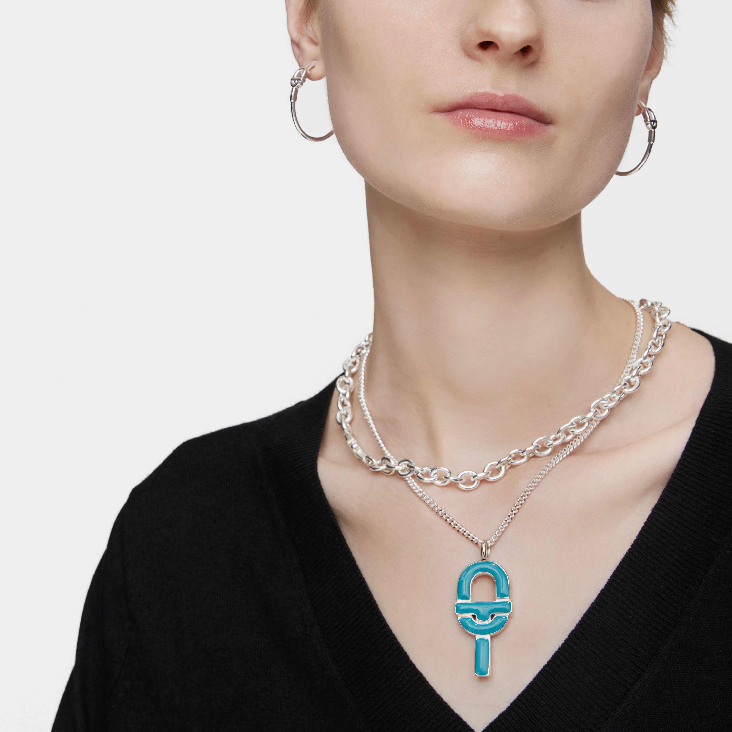 Large silver and blue enamel Pendant TOUS MANIFESTO