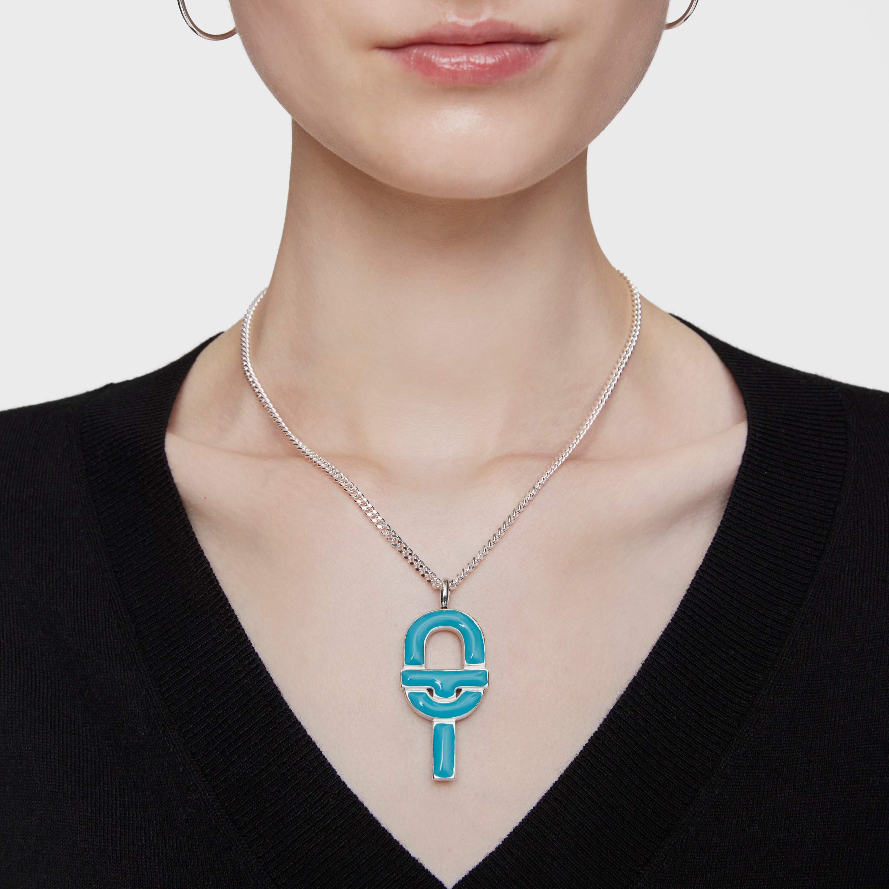 Large silver and blue enamel Pendant TOUS MANIFESTO