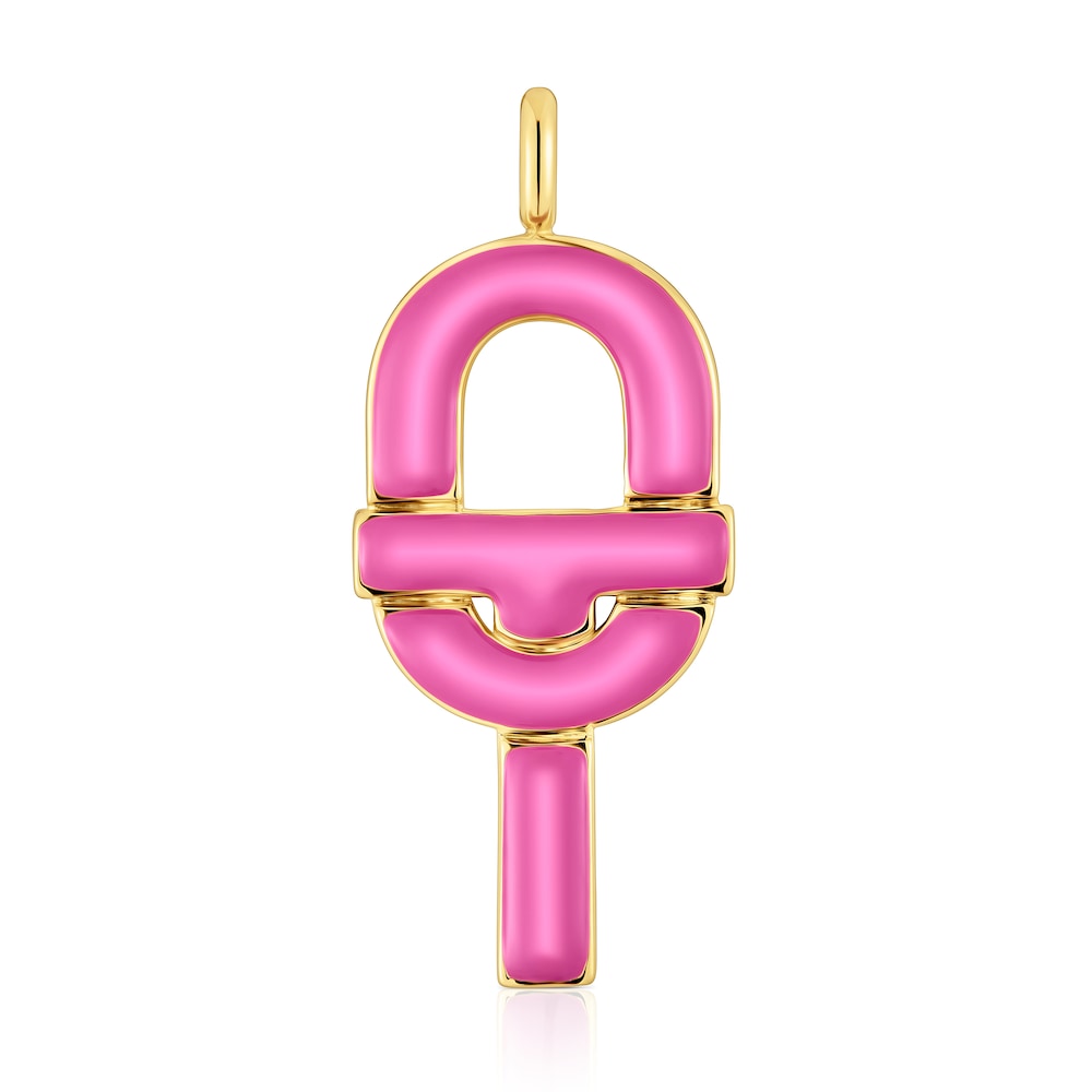Colgante grande con baño de oro 18 kt sobre plata y esmalte fucsia TOUS MANIFESTO image number 0