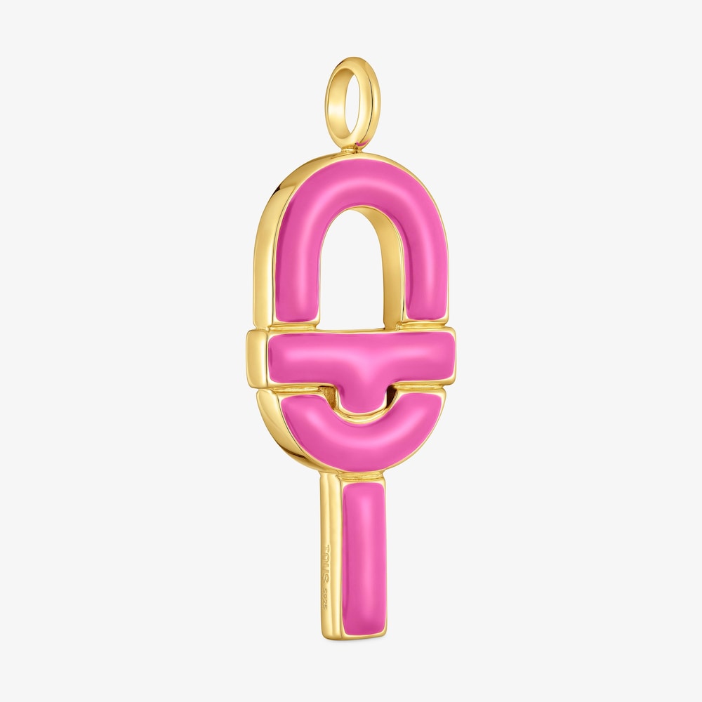 Large Pendant with 18K gold vermeil and fuchsia-colored enamel TOUS MANIFESTO