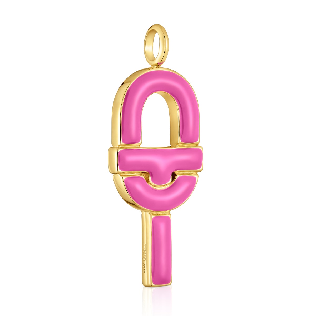 Large Pendant with 18kt gold plating over silver and fuchsia-colored enamel TOUS MANIFESTO