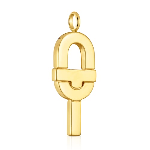 Colgante grande con baño de oro 18 kt sobre plata y esmalte fucsia TOUS MANIFESTO