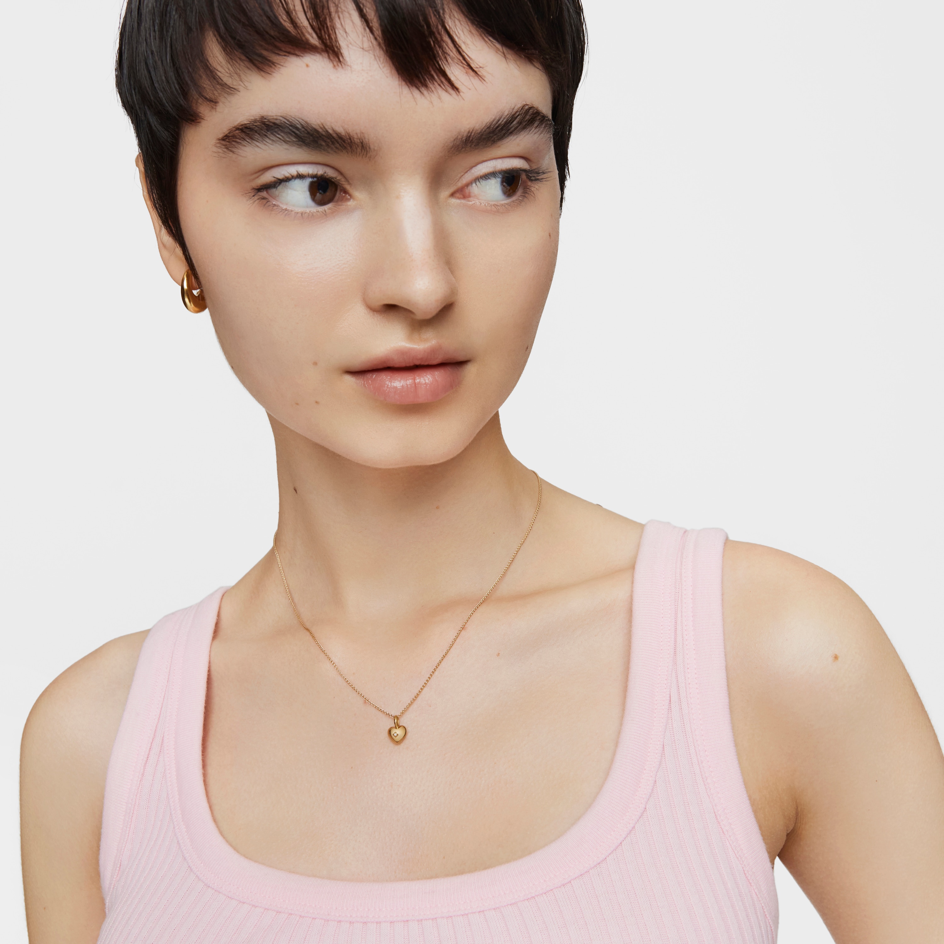Gold Pendant with small heart diamond My Other Half