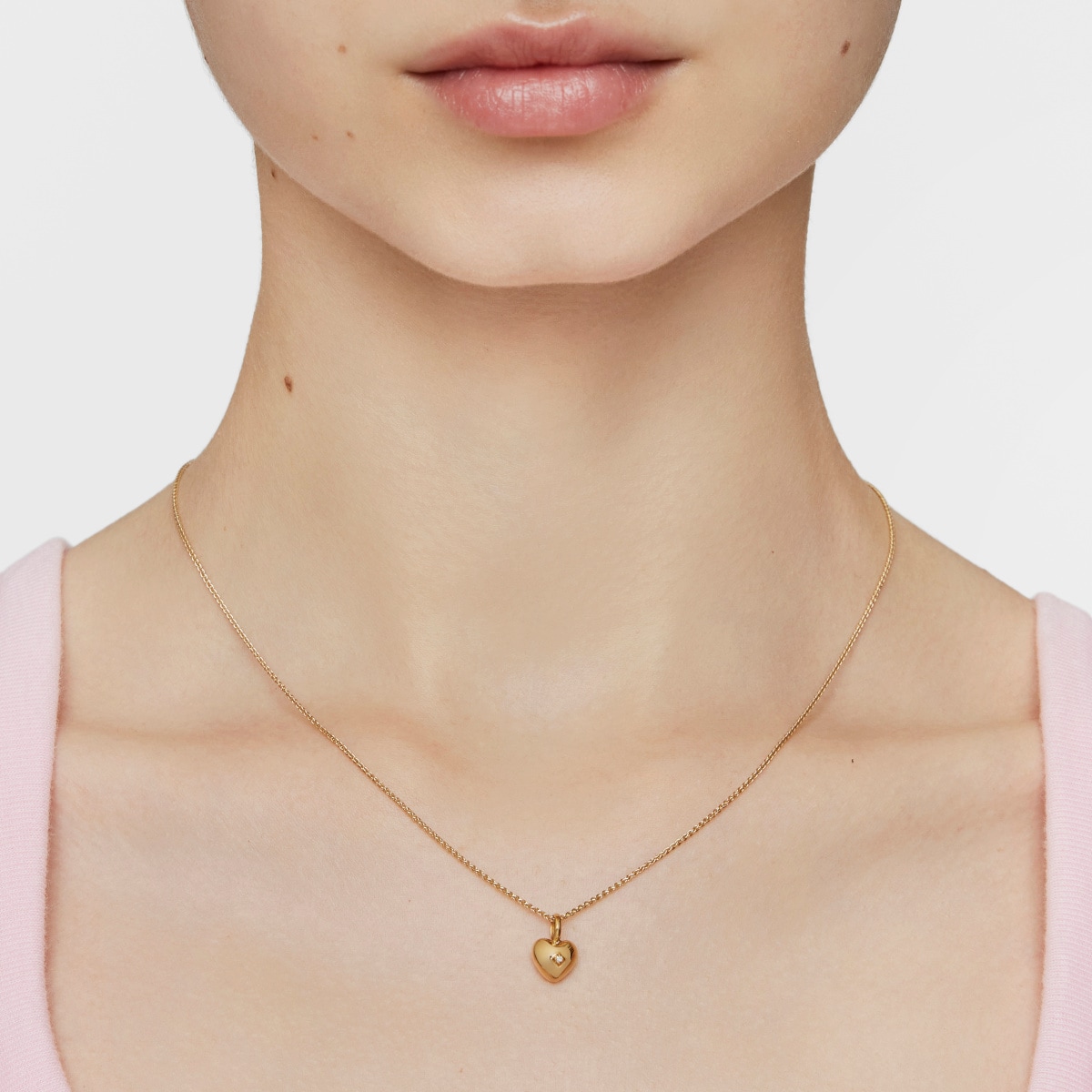 Gold Pendant with small heart diamond My Other Half