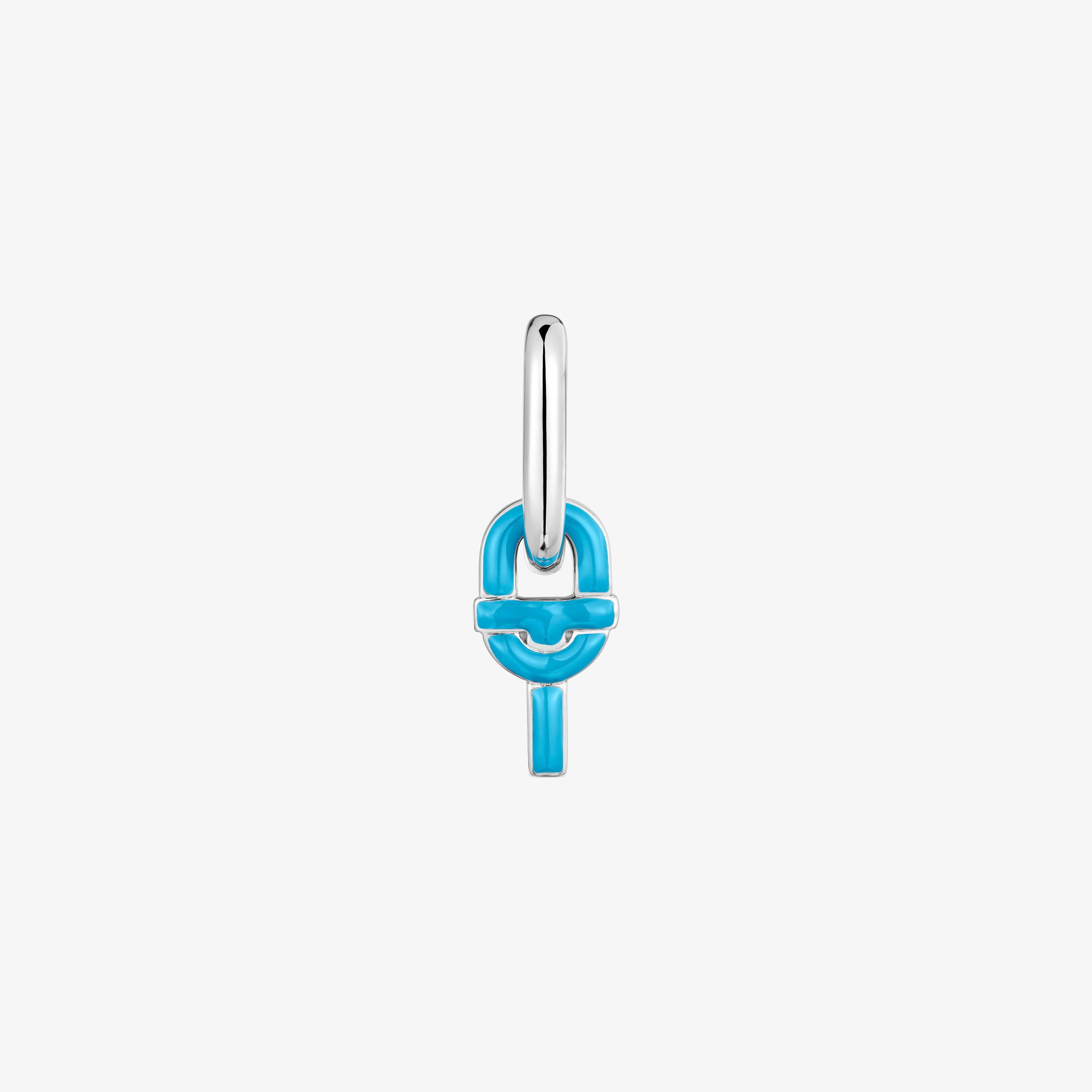 Silver single Hoop earring with blue motif pendant TOUS MANIFESTO