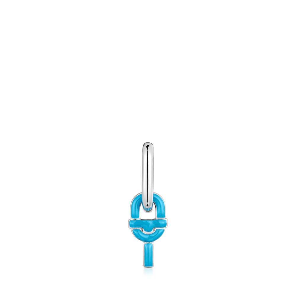 Silver single Hoop earring with motif pendant TOUS MANIFESTO