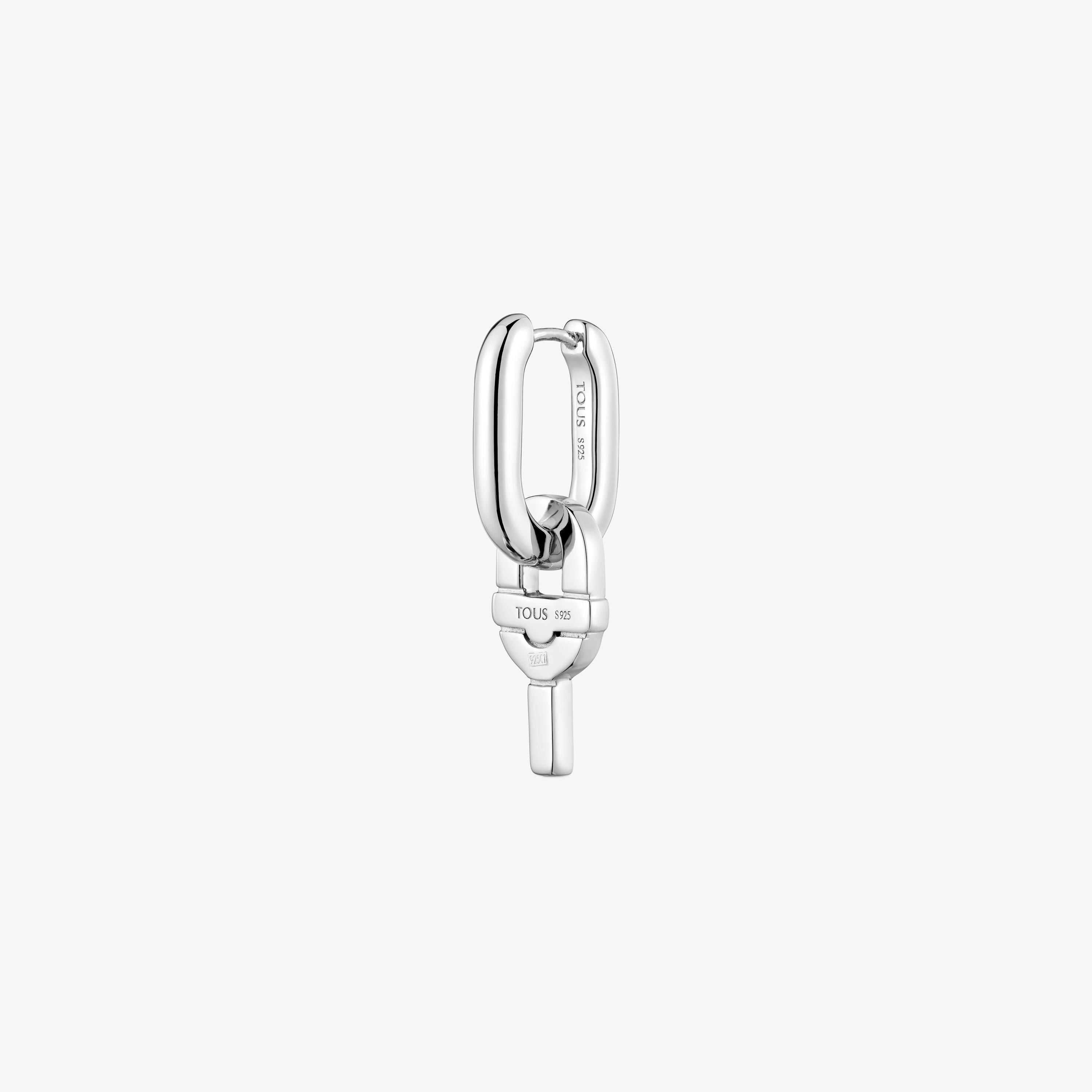 Silver single Hoop earring with blue motif pendant TOUS MANIFESTO