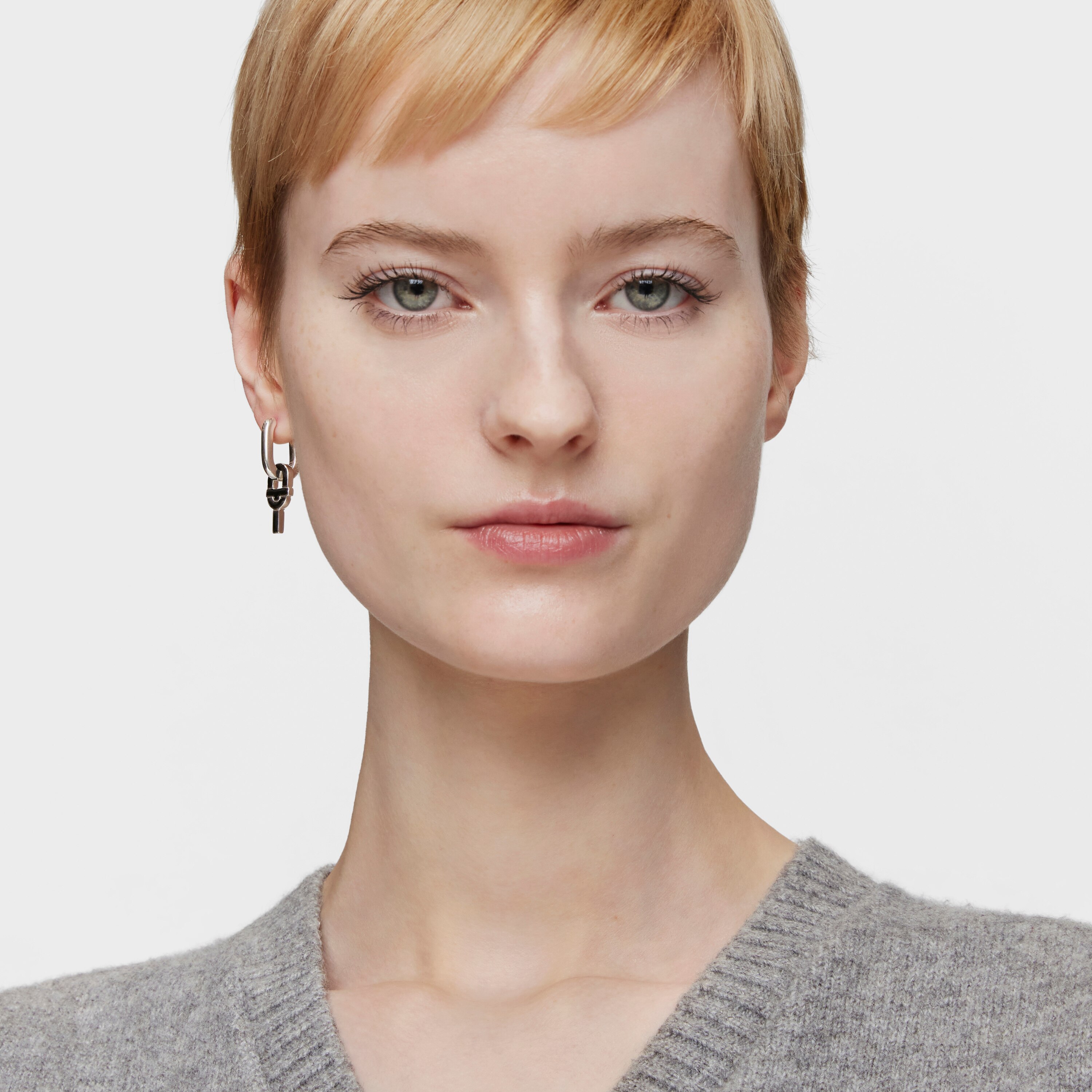 Silver single Hoop earring with motif pendant TOUS MANIFESTO