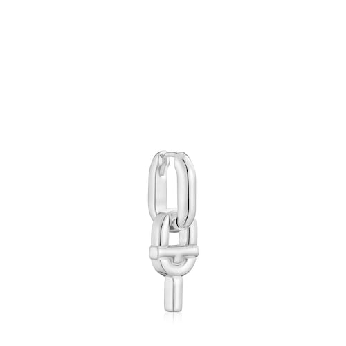 Silver single Hoop earrings with motif pendant TOUS MANIFESTO