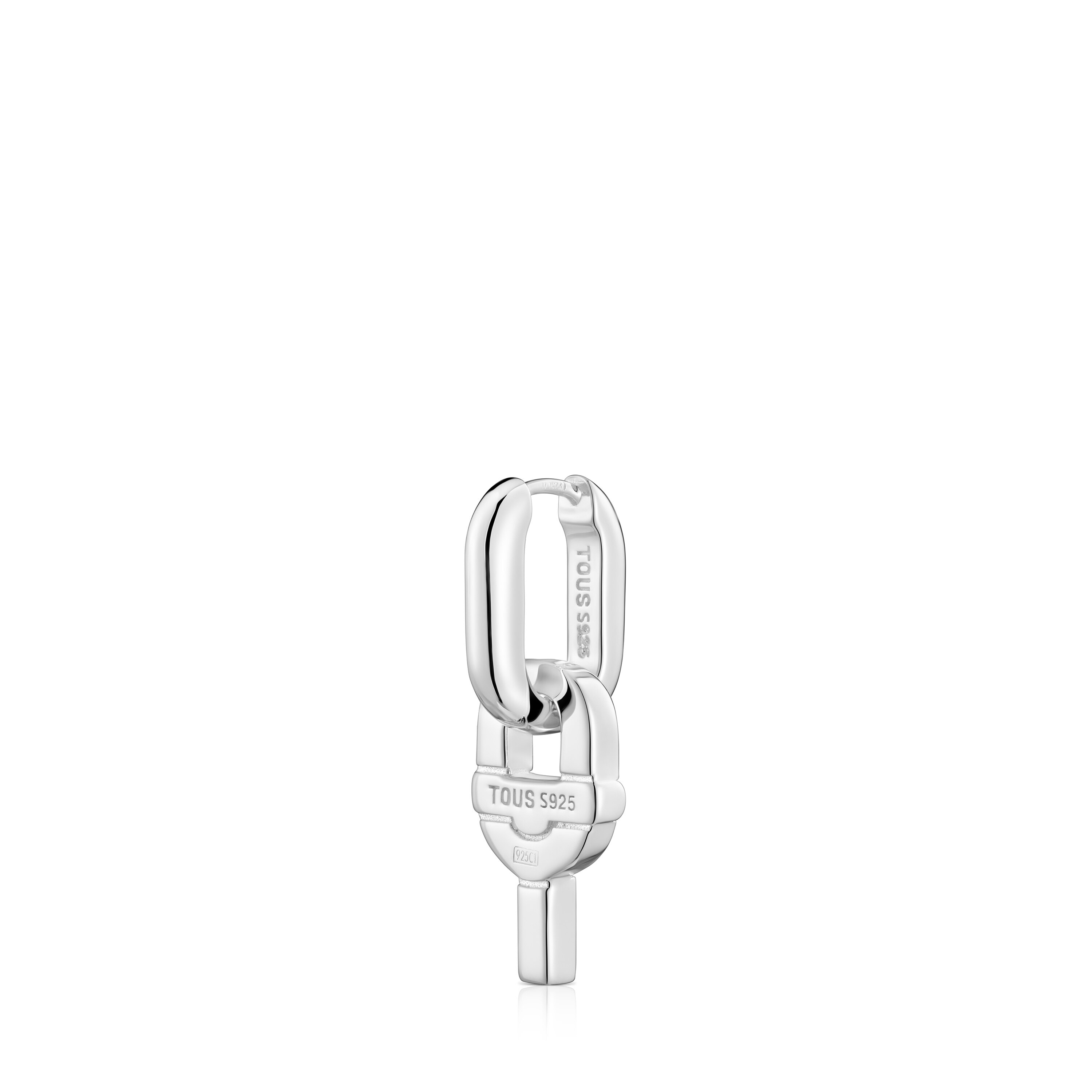 Silver single Hoop earrings with motif pendant TOUS MANIFESTO