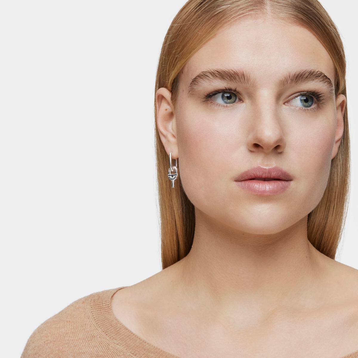 Silver single Hoop earrings with motif pendant TOUS MANIFESTO