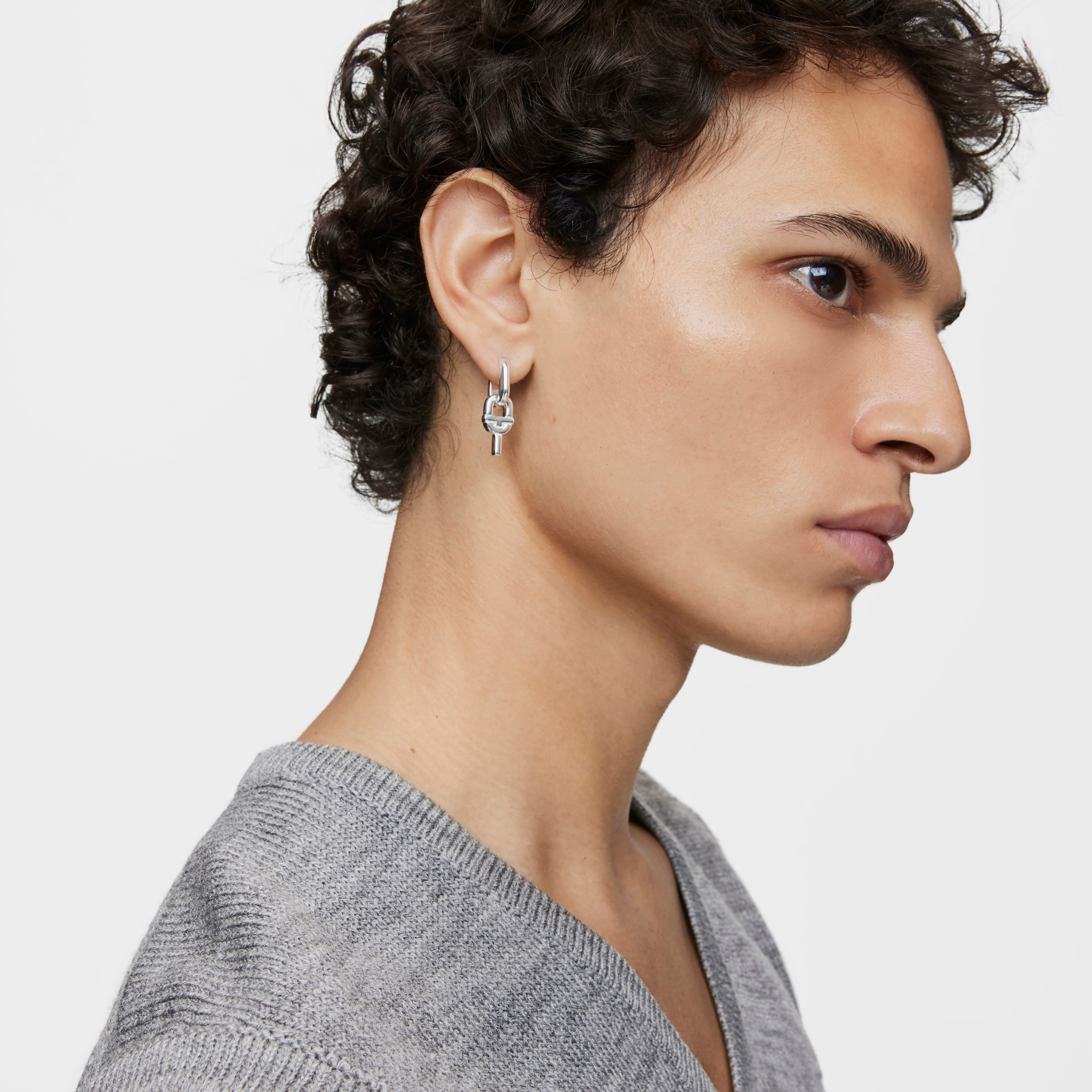 Silver single Hoop earrings with motif pendant TOUS MANIFESTO