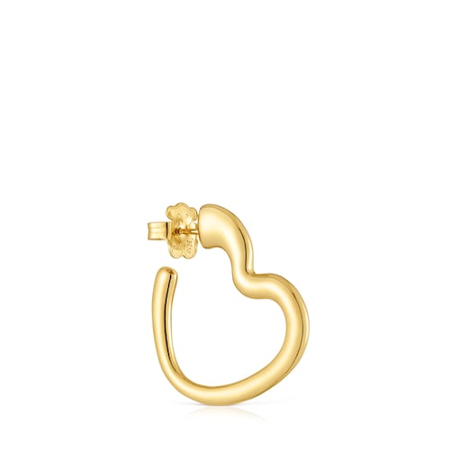 Single heart Hoop earring with 18kt gold plating over silver My Other Half