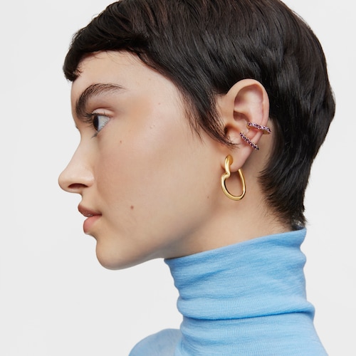 Single heart Hoop earring with 18kt gold plating over silver My Other Half