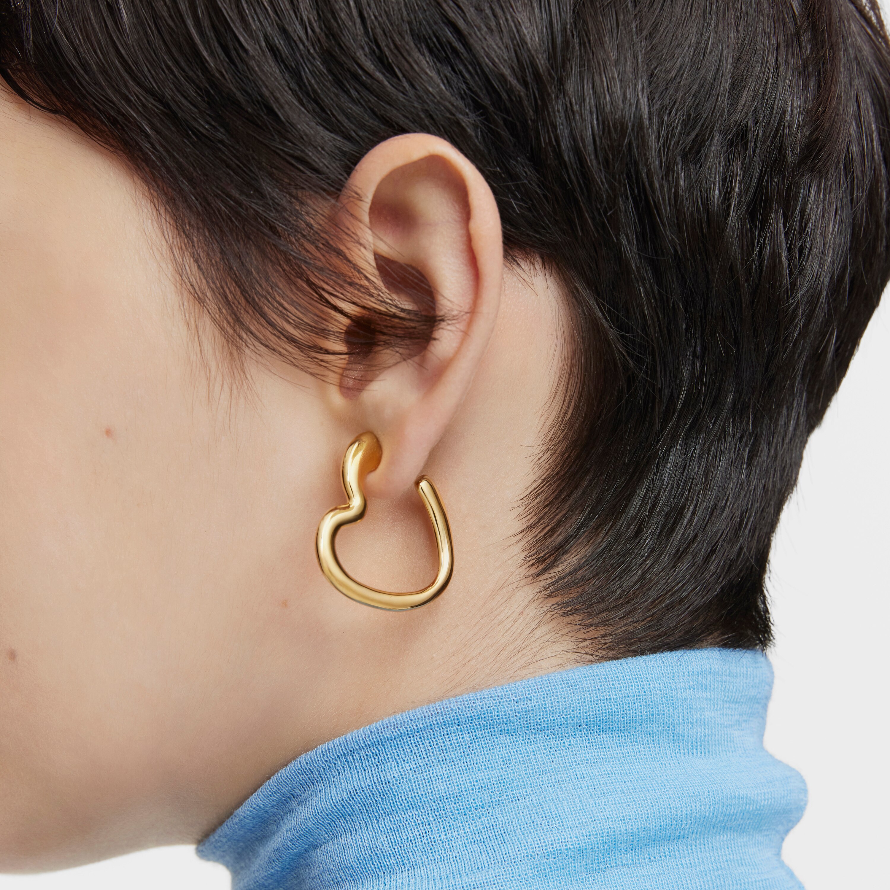 Single heart Hoop earring with 18kt gold plating over silver My Other Half