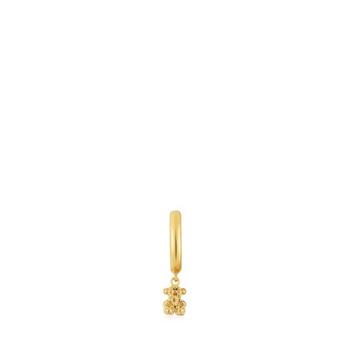 Short Hoop individual earring with 18kt gold plating over silver and bear motif TOUS Grain