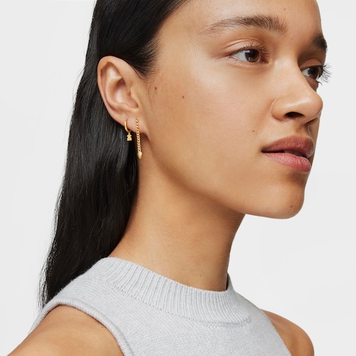 Short Hoop individual earring with 18kt gold plating over silver and bear motif TOUS Grain