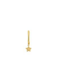 Pendiente individual de aro corto con baño de oro de 18 kt sobre plata y motivo estrella TOUS Grain