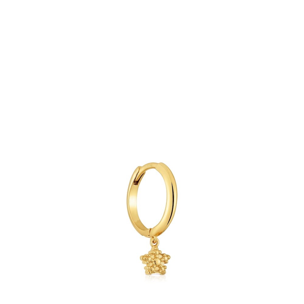 Short Hoop individual earring with 18kt gold plating over silver and star motif TOUS Grain Short Hoop individual earring with 18kt gold plating over silver and star motif TOUS Grain