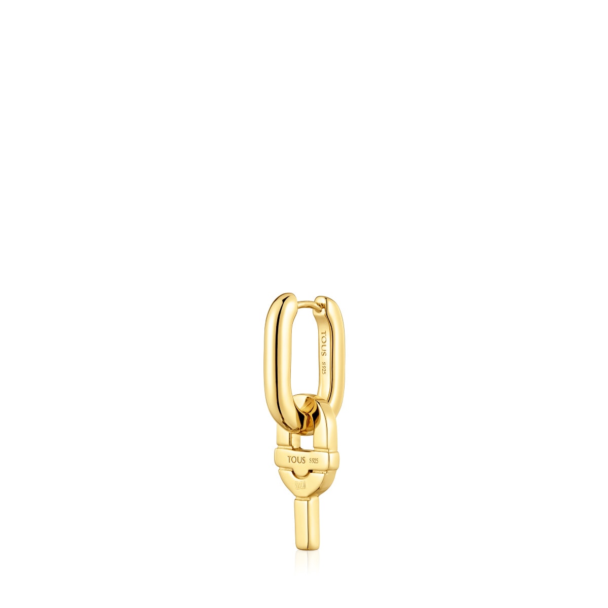single Hoop earring with 18kt gold plating over silver and fuchsia-colored motif pendant TOUS MANIFESTO