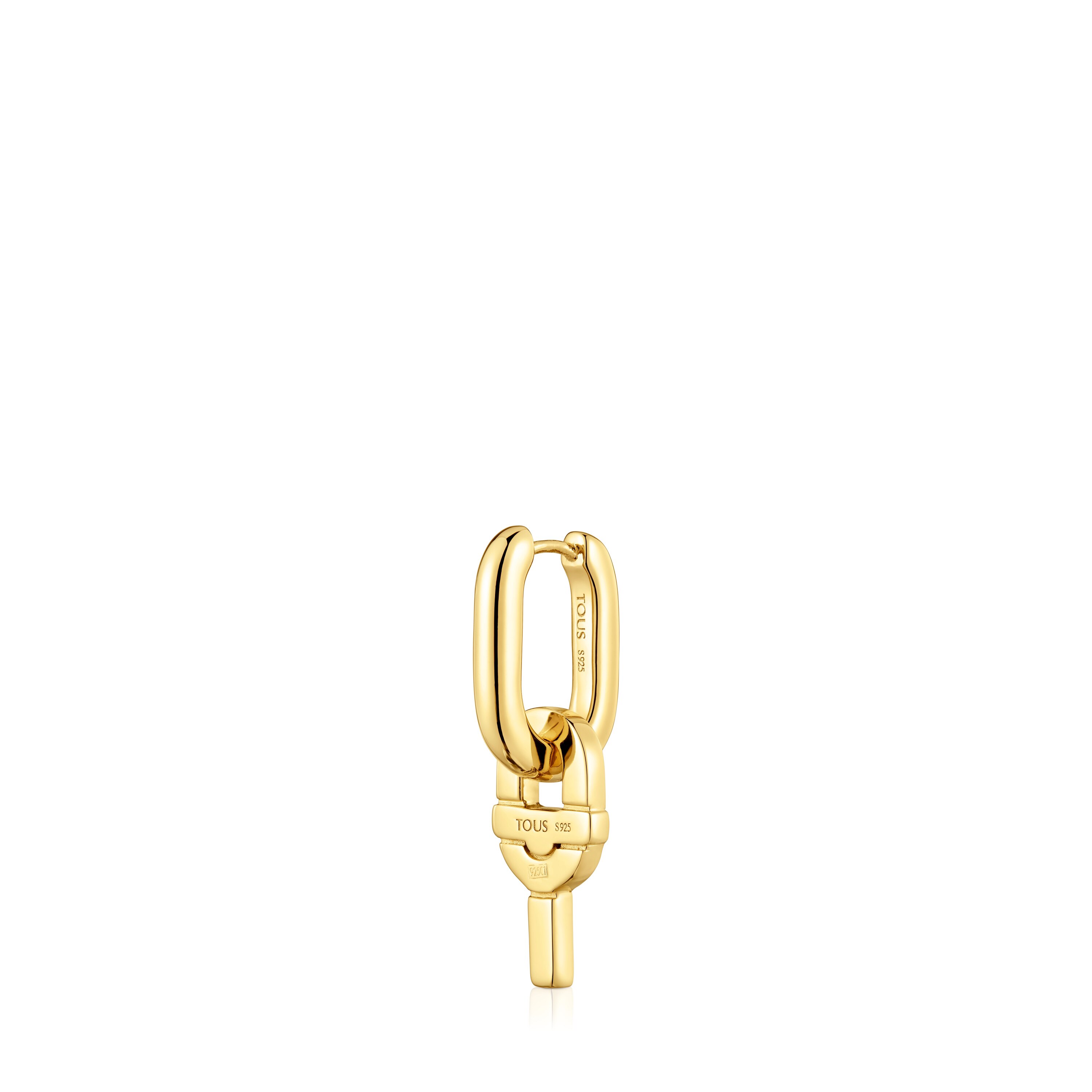 single Hoop earring with 18kt gold plating over silver and fuchsia-colored motif pendant TOUS MANIFESTO