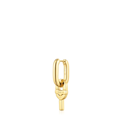 single Hoop earring with 18kt gold plating over silver and fuchsia-colored motif pendant TOUS MANIFESTO