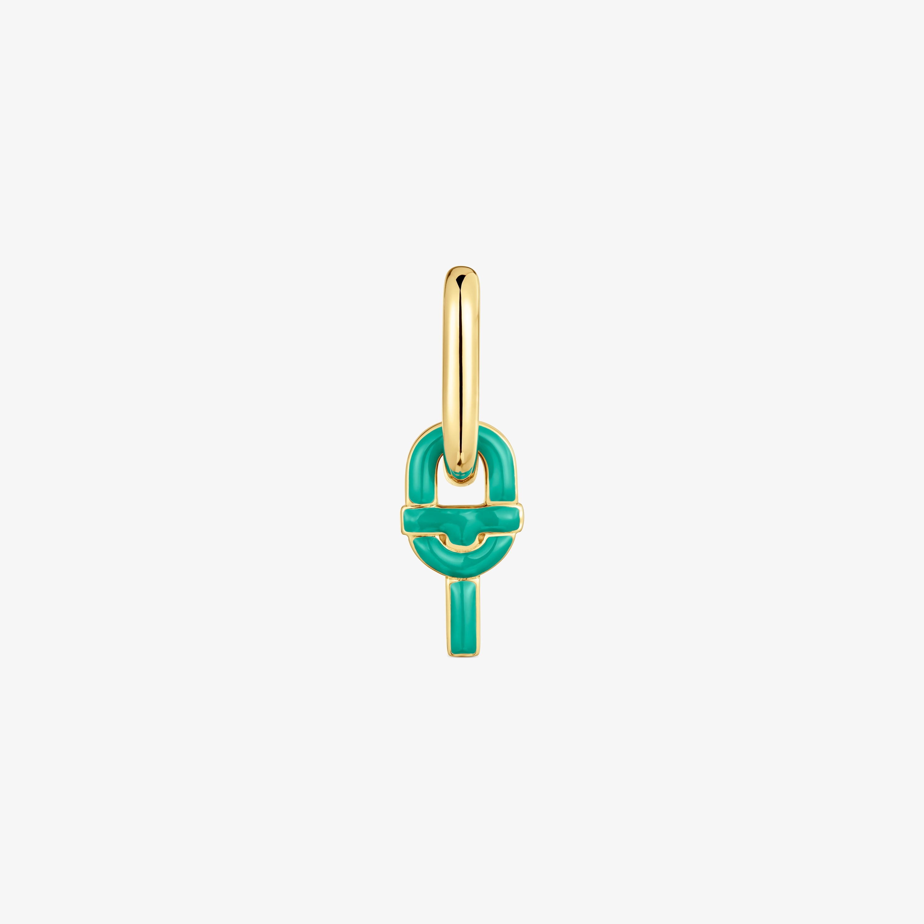 single Hoop earring with 18K gold vermeil and green-colored motif pendant TOUS MANIFESTO