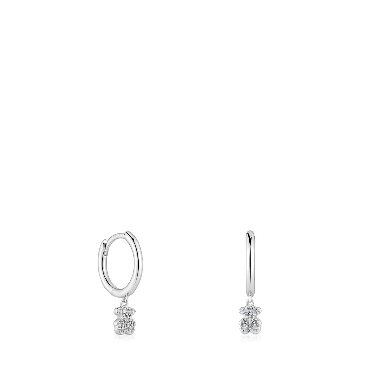 Short white-gold bear Hoop earrings with diamonds TOUS Grain