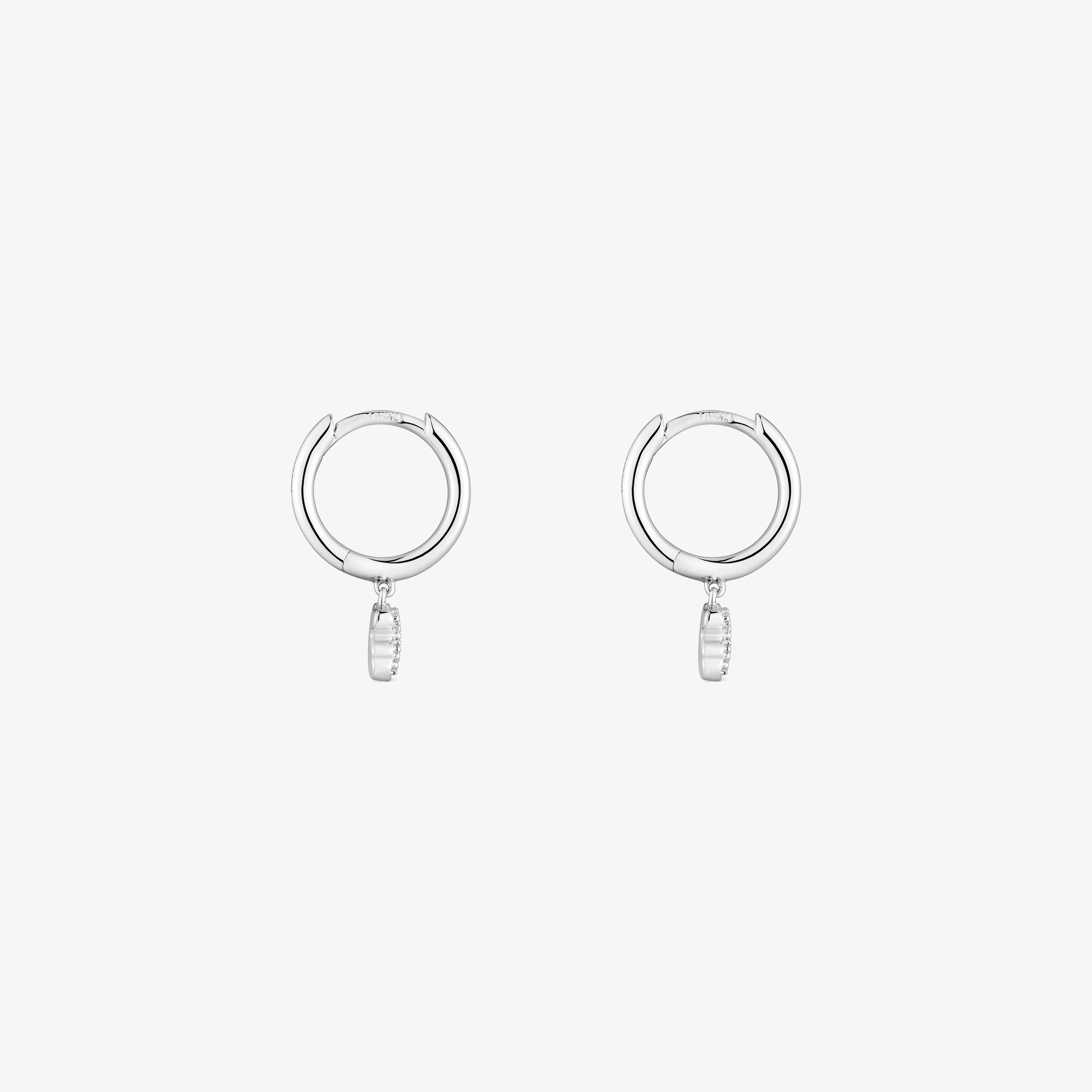Short 18K white- gold bear Hoop earrings with diamonds TOUS Grain