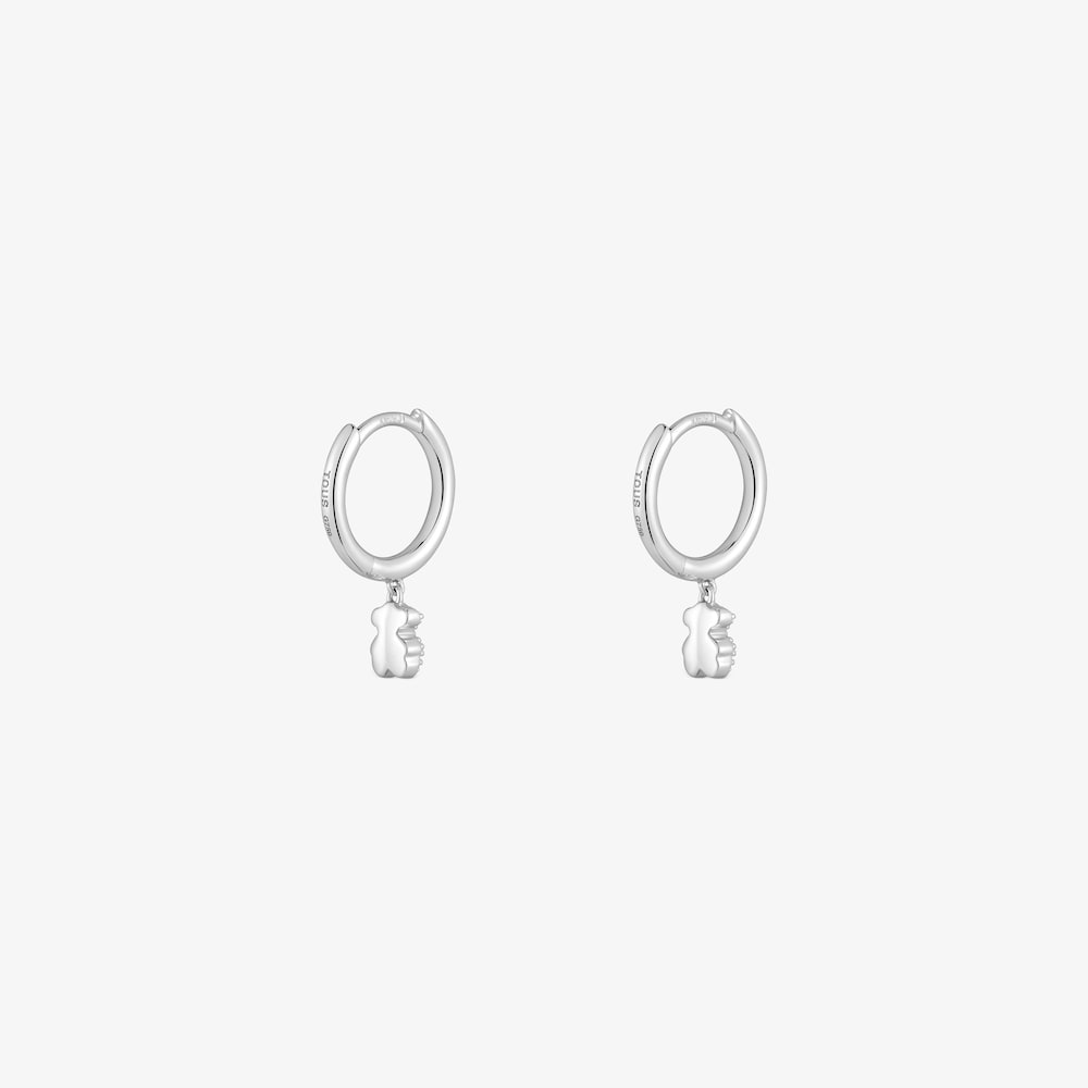 Kr&aacute;tk&eacute; Kruhov&eacute; n&aacute;u&scaron;nice z&nbsp;b&iacute;l&eacute;ho zlata s&nbsp;medv&iacute;dkem a&nbsp;diamanty TOUS Grain