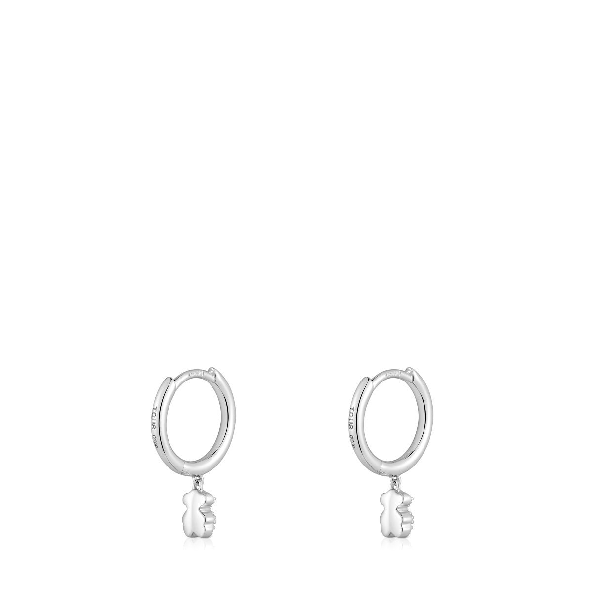 Short white-gold bear Hoop earrings with diamonds TOUS Grain